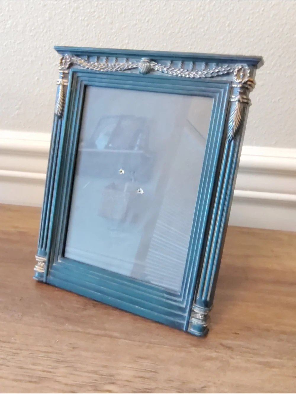 Vtg Baroque Style Picture Frame Green Gold Ornate Victorian Holds 5x7